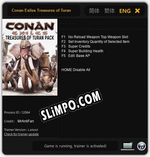 Трейнер для Conan Exiles Treasures of Turan [v1.0.6]