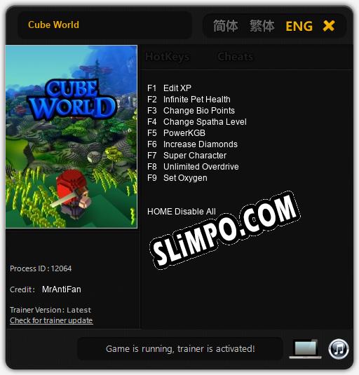 Cube World: Трейнер +9 [v1.9]