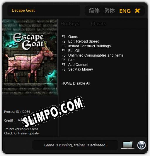 Трейнер для Escape Goat [v1.0.9]