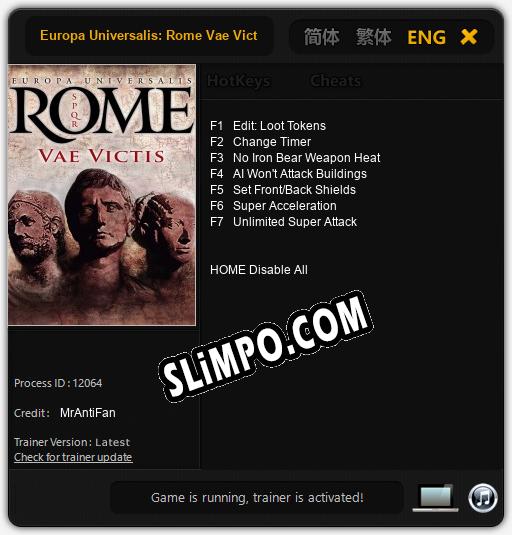 Europa Universalis: Rome Vae Victis: Трейнер +7 [v1.1]