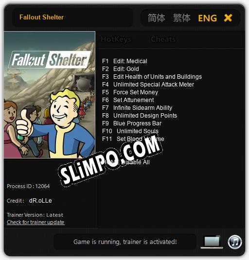 Трейнер для Fallout Shelter [v1.0.1]