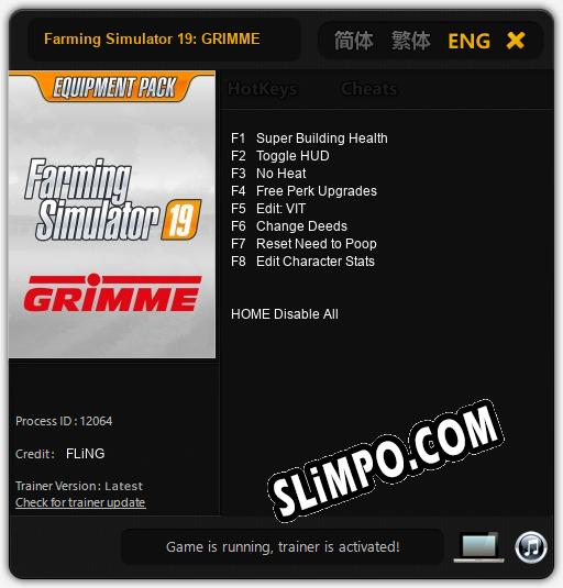 Farming Simulator 19: GRIMME: Читы, Трейнер +8 [FLiNG]