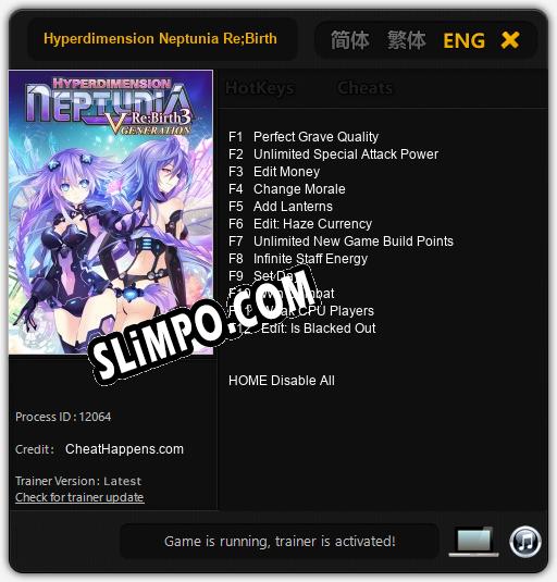 Hyperdimension Neptunia Re;Birth 3: V Generation: Читы, Трейнер +12 [CheatHappens.com]