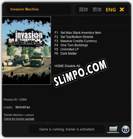 Трейнер для Invasion Machine [v1.0.6]