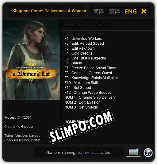 Трейнер для Kingdom Come: Deliverance A Womans Lot [v1.0.1]