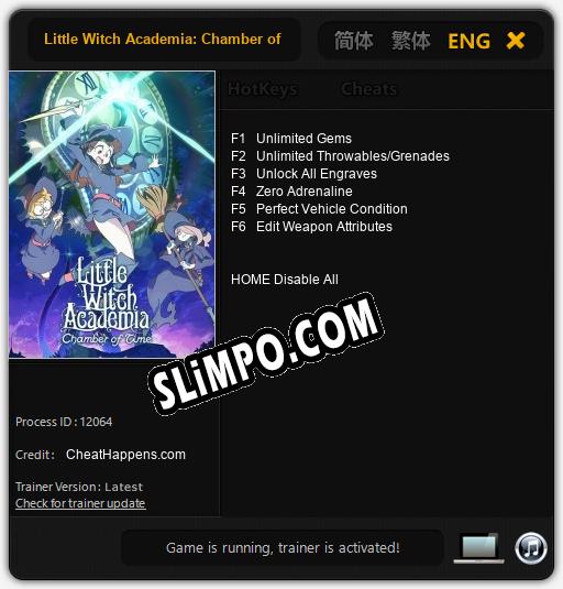 Little Witch Academia: Chamber of Time: Читы, Трейнер +6 [CheatHappens.com]