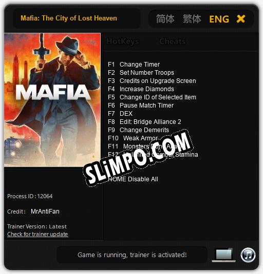 Mafia: The City of Lost Heaven: ТРЕЙНЕР И ЧИТЫ (V1.0.33)