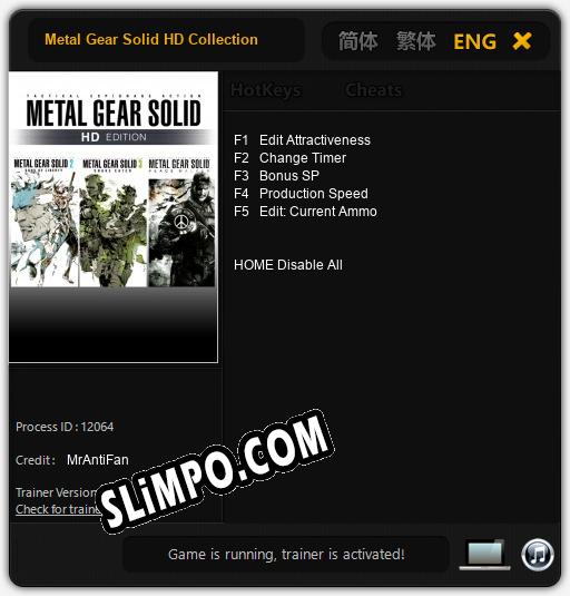 Metal Gear Solid HD Collection: ТРЕЙНЕР И ЧИТЫ (V1.0.77)