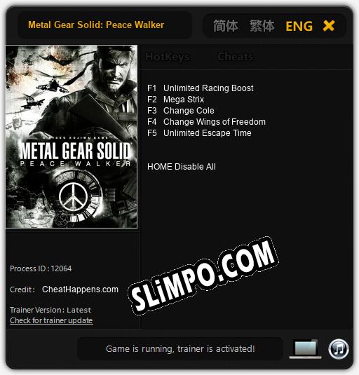 Трейнер для Metal Gear Solid: Peace Walker [v1.0.2]