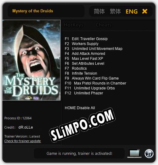 Трейнер для Mystery of the Druids [v1.0.7]