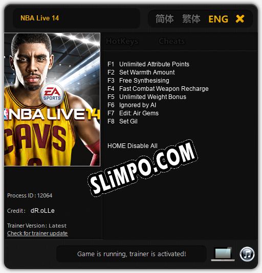 NBA Live 14: Читы, Трейнер +8 [dR.oLLe]