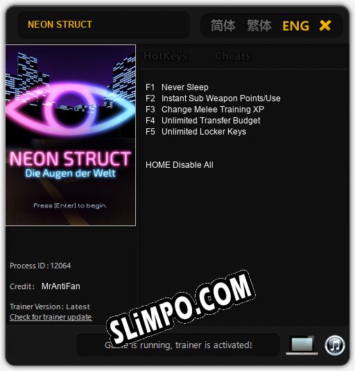 NEON STRUCT: Трейнер +5 [v1.4]