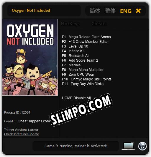 Трейнер для Oxygen Not Included [v1.0.2]