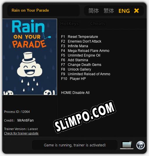 Трейнер для Rain on Your Parade [v1.0.5]