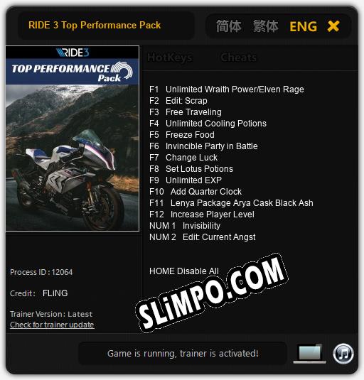 RIDE 3 Top Performance Pack: Трейнер +14 [v1.3]