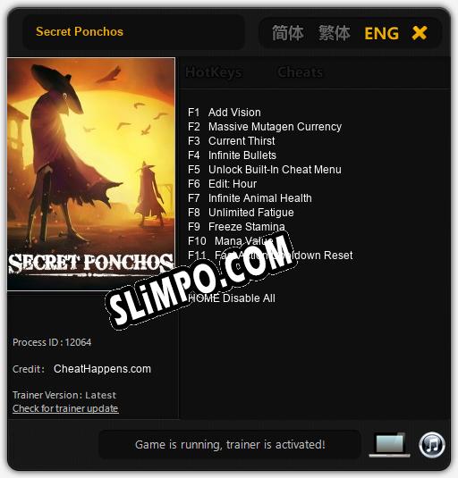 Трейнер для Secret Ponchos [v1.0.5]