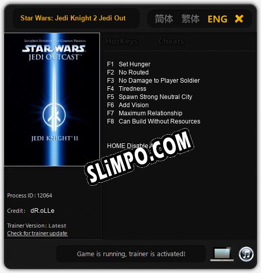 Star Wars: Jedi Knight 2 Jedi Outcast: Трейнер +8 [v1.4]