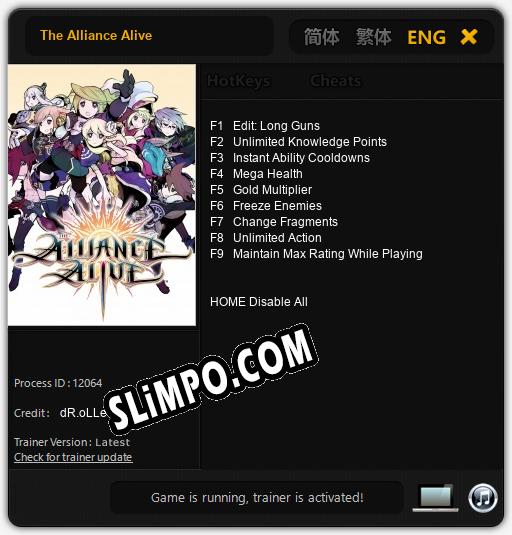 Трейнер для The Alliance Alive [v1.0.9]