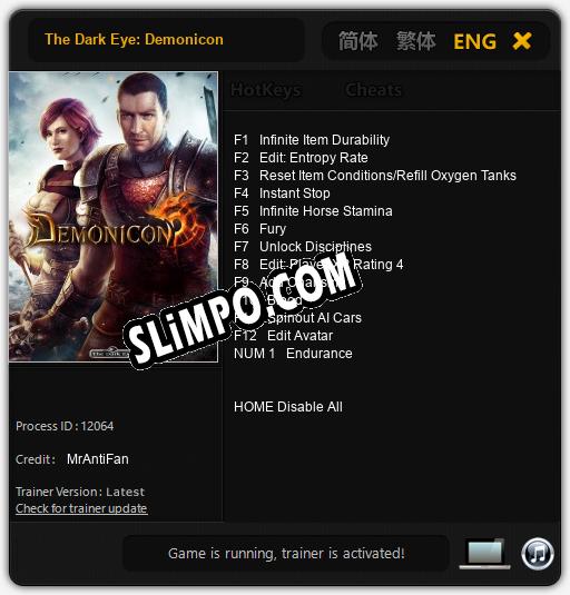 The Dark Eye: Demonicon: ТРЕЙНЕР И ЧИТЫ (V1.0.37)