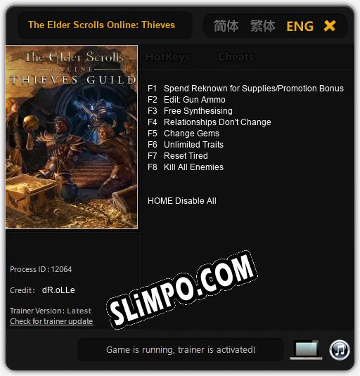 The Elder Scrolls Online: Thieves Guild: Трейнер +8 [v1.9]