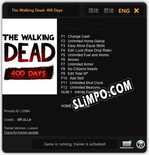 Трейнер для The Walking Dead: 400 Days [v1.0.1]