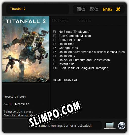 Трейнер для Titanfall 2 [v1.0.4]