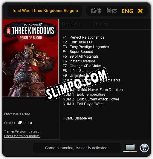 Total War: Three Kingdoms Reign of Blood: Трейнер +15 [v1.8]