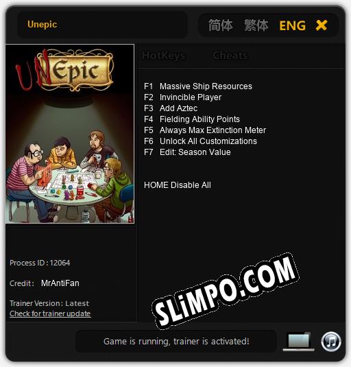 Трейнер для Unepic [v1.0.7]