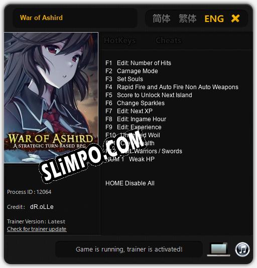 Трейнер для War of Ashird [v1.0.3]