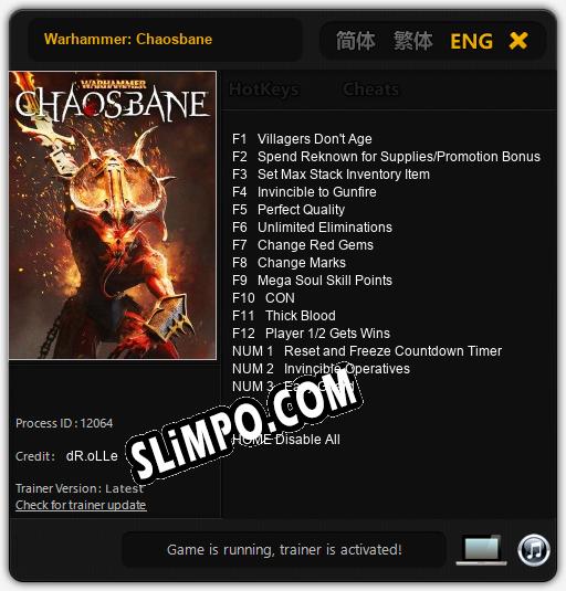 Трейнер для Warhammer: Chaosbane [v1.0.8]